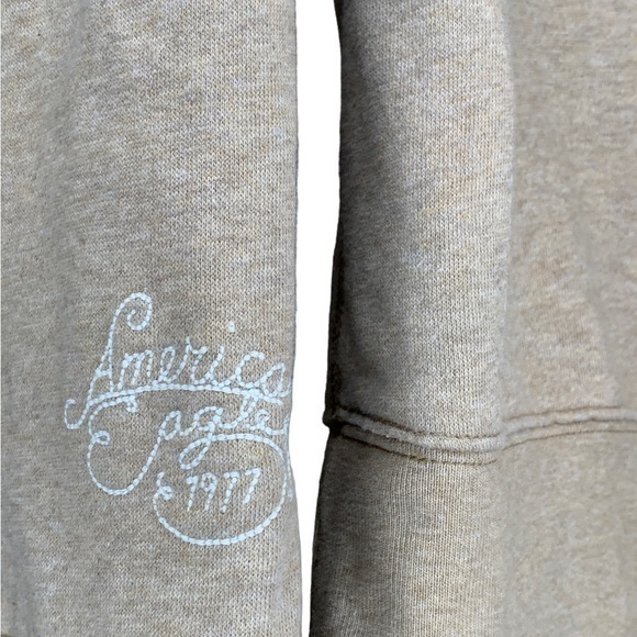 American Eagle V Neck Hoodie Tan Size Medium - Picture 7 of 8